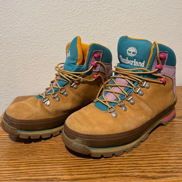Timberland Shoes - Timberland Tan and Teal Hiking Boots